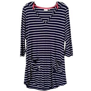 Beach Break Womens Navy White Striped Hooded Nautical Cover-up Summer Vacation S
